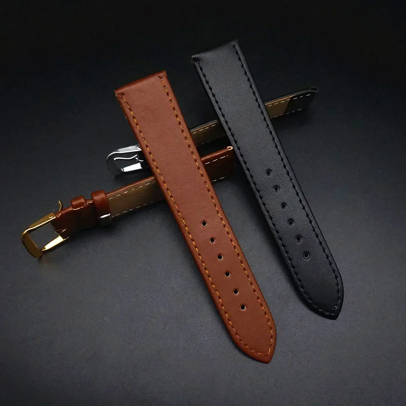Black Brown Watch Strap with PU Leather Strap 12mm 14mm 16mm 18mm 20mm 22mm Suitable for Both Men and Women