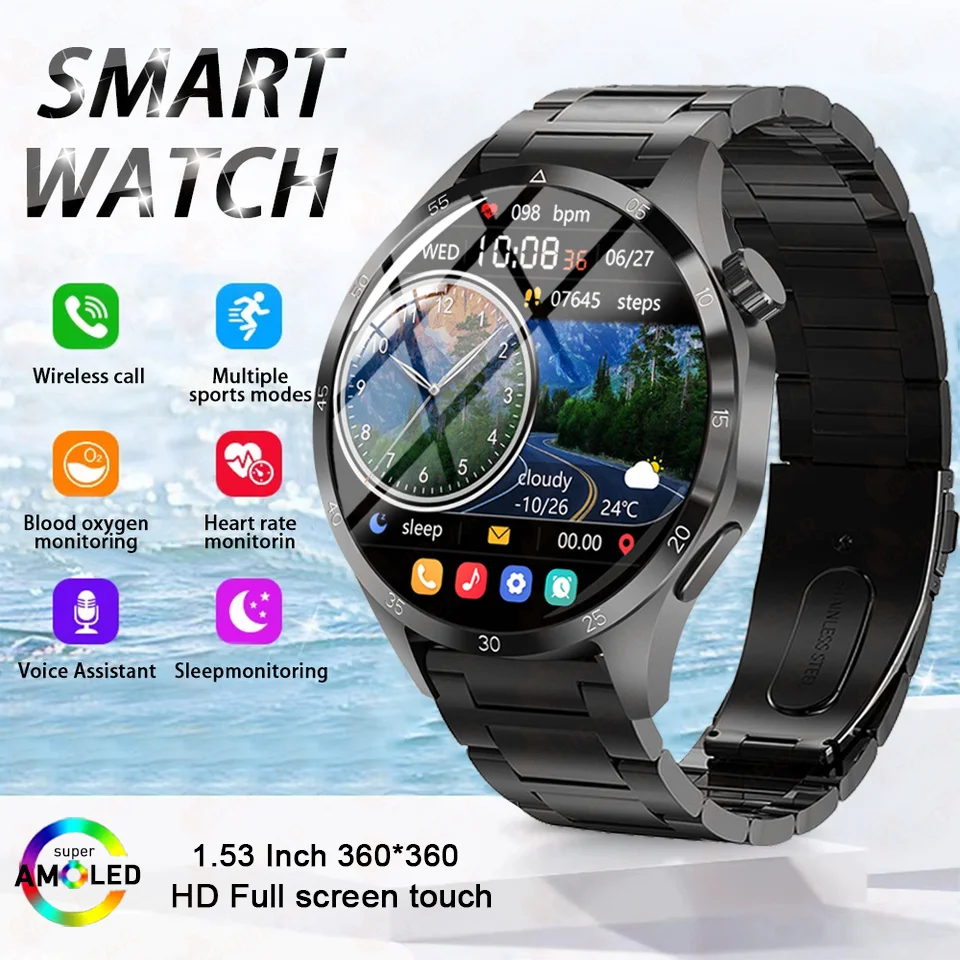

2025 New Watch 5 Pro GPS Smart Watch Men 360*360 AMOLED Screen NFC Heart rate Bluetooth Call IP68 Waterproof Women Smartwatch
