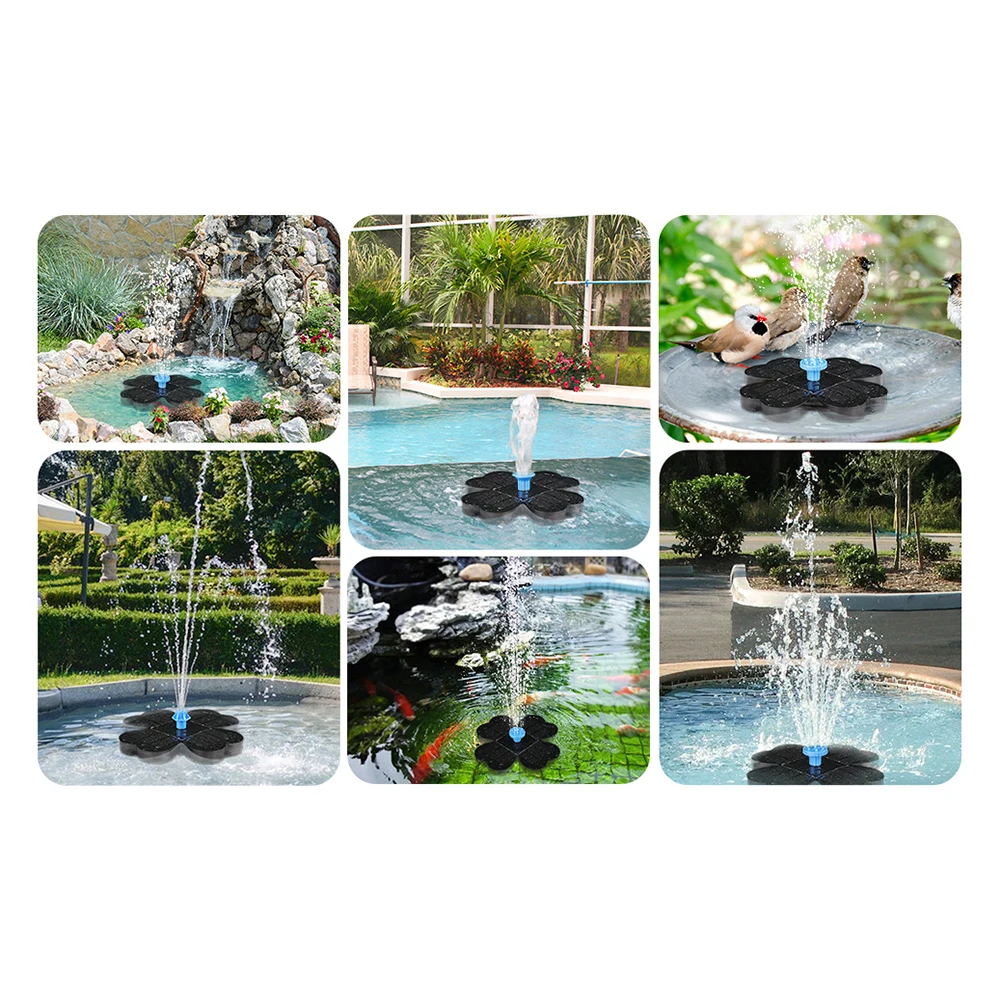 Solar Water Fountain Floating Bird Bath With 8 Nozzles Flower Shape Garden Pond Pool Decorative Feature Accessories