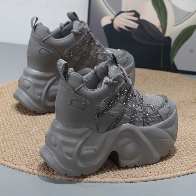 2026 New 10CM Platform Wedge Sneakers Chunky Genuine Leather Women Summer Shoes Spring Autumn Walking Sneakers Vulcanize Fashion