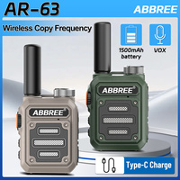 1/2PCS ABBREE AR-63 Walkie Talkie Wireless Copy Frequency Portable UHF Radio Comunicador Long range for For Camping Ham Radio