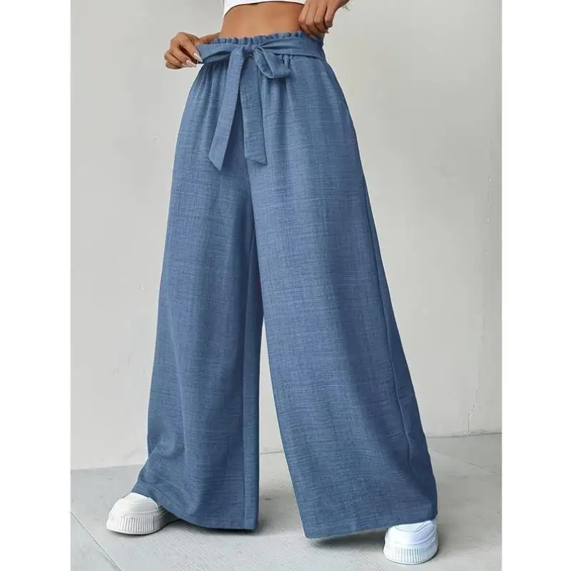 Faionable ارتفاع الخصر جرس بوت السراويل مع حزام الخصر المرن عبر الحدود جديد Sle المرأة عارضة السراويل المواد البلاستيكية #1