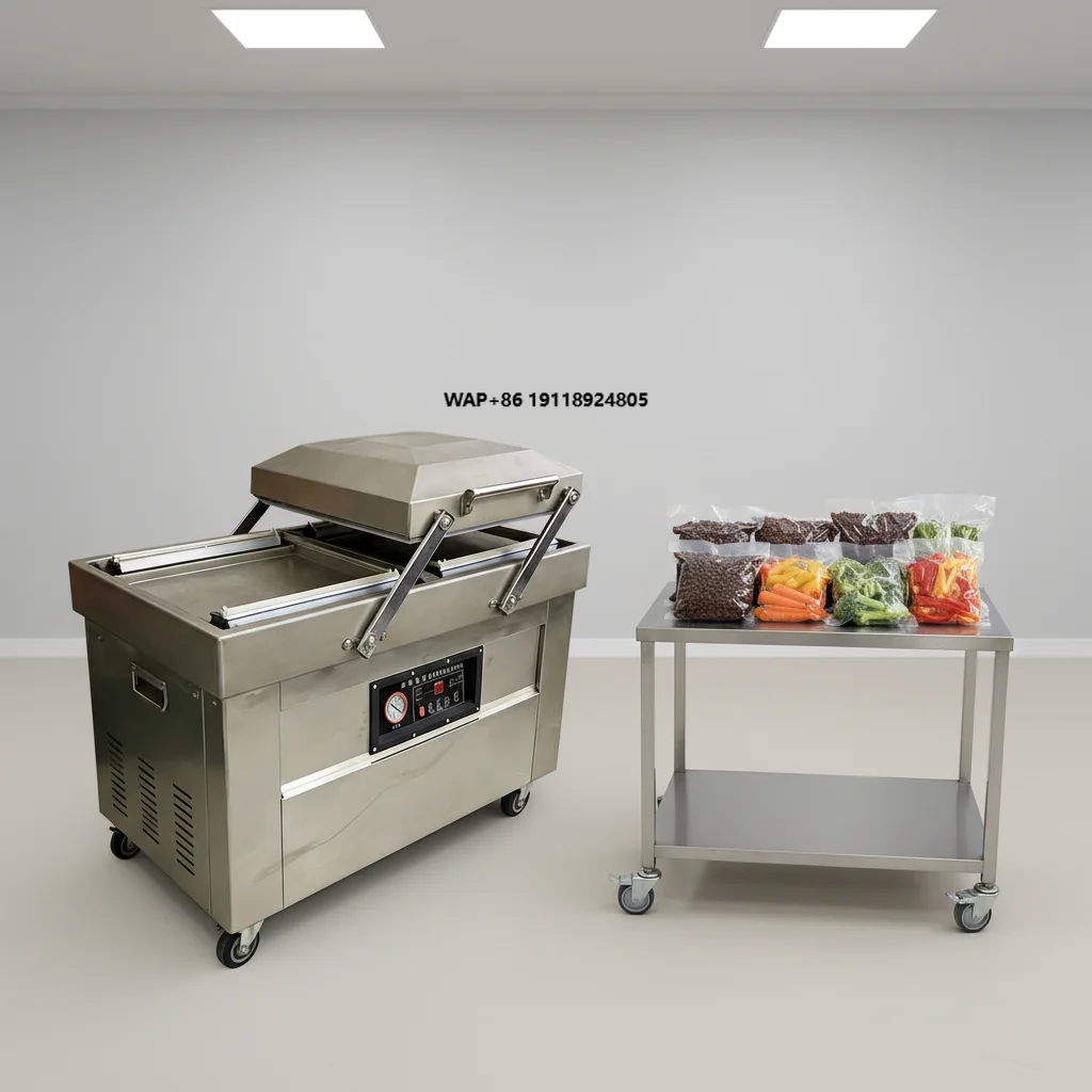 

600PD Farmers Market Dual Chamber Vacuum Sealer, Commercial Fresh Food Packing Machine, Universal for Dry/Wet/Oil/Powder