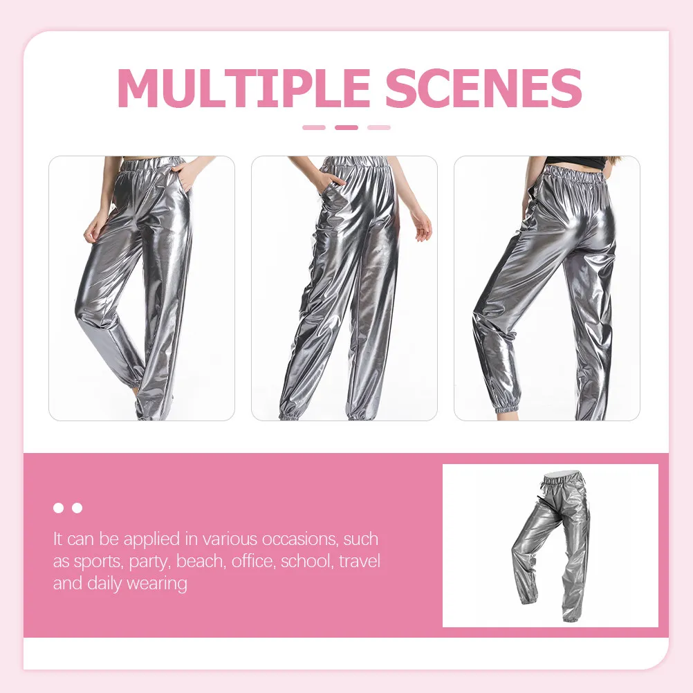 High Waist Metallic Leggings Shiny Stretchy Workout Pants for Women Sports Walking Jogging Beach Office Travel Daily Wear