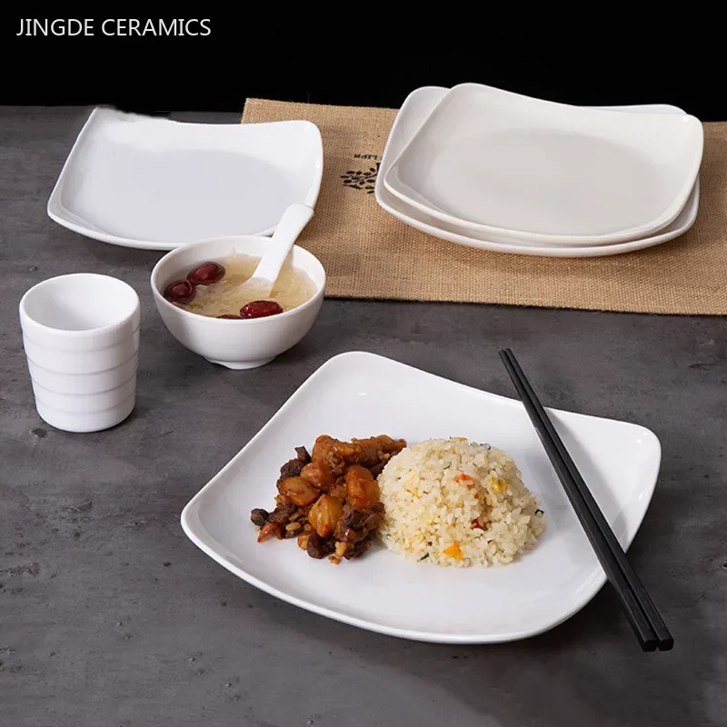 1pc White Melamine Dinner Plate Nordic Style Not Easily Broken Plastic Plate Home Breakfast Salad Plate Kitchen Accessories