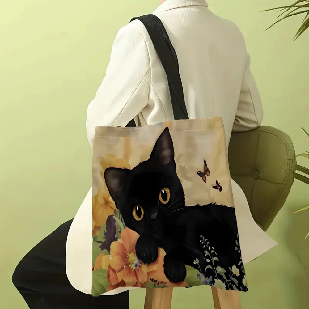 1 Stück süße Cartoon-Katze-Umhängetaschen, lustiges Tier, die Sternennacht, Umhängetaschen, lässige modische Tasche, multifunktionale Handtasche – Detail 12