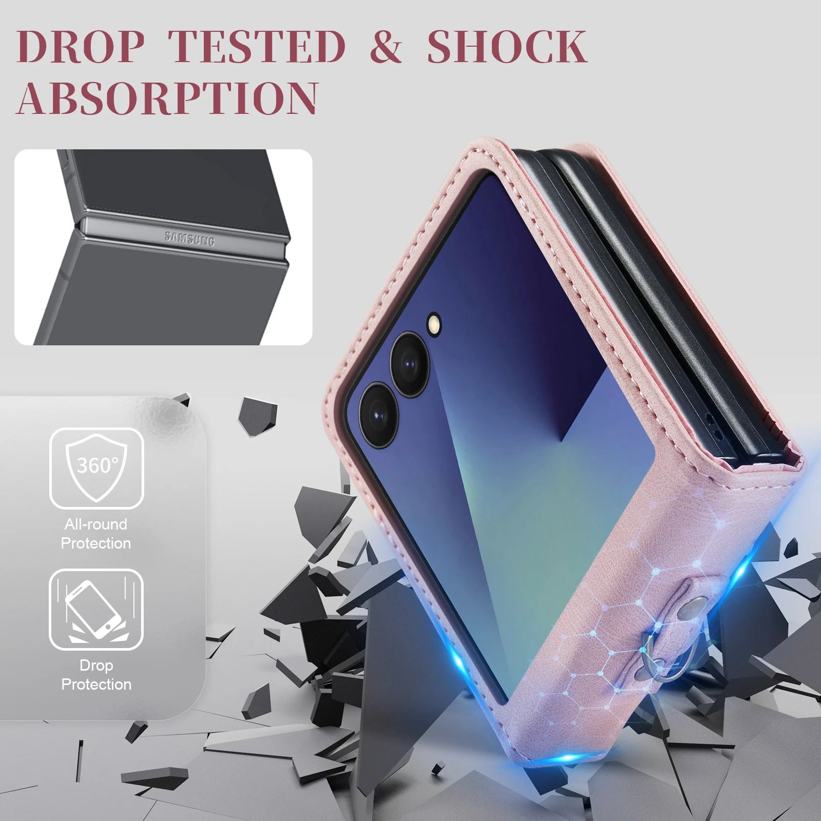 Retro Wrist Strap Leather Phone Case for Samsung Galaxy Z Flip 8 7 FE 6 5 4 Shockproof Comfortable Grip Slim Fit Portable Cover view 4