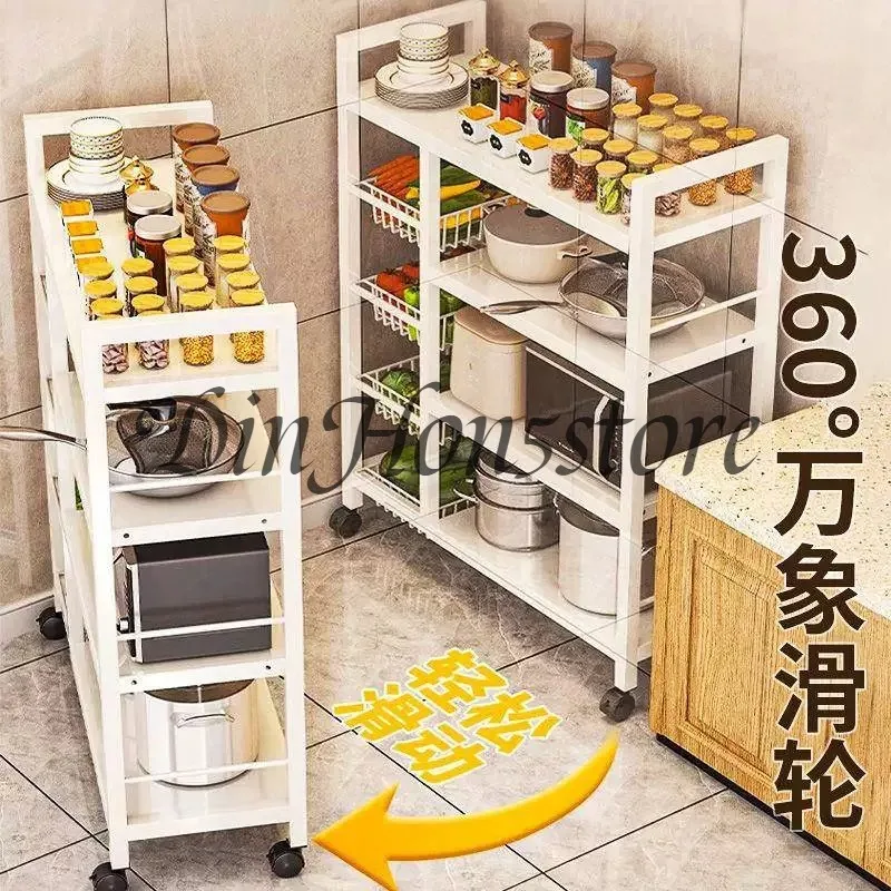 Heavy Duty Kitchen Storage Shelf | Multi-Tier Microwave Oven Rack, Adjustable Floor Standing Organizer with Spacious Cabinet‌