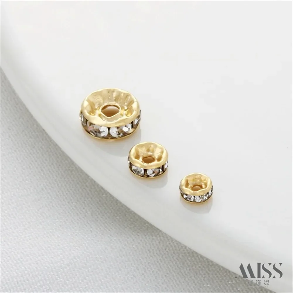 

14K Gold-wrapped Color Zircon Bead Spacer Drill Ring Spacer DIY Loose Bead Bracelet Necklace Wheel Bead Jewelry Accessories