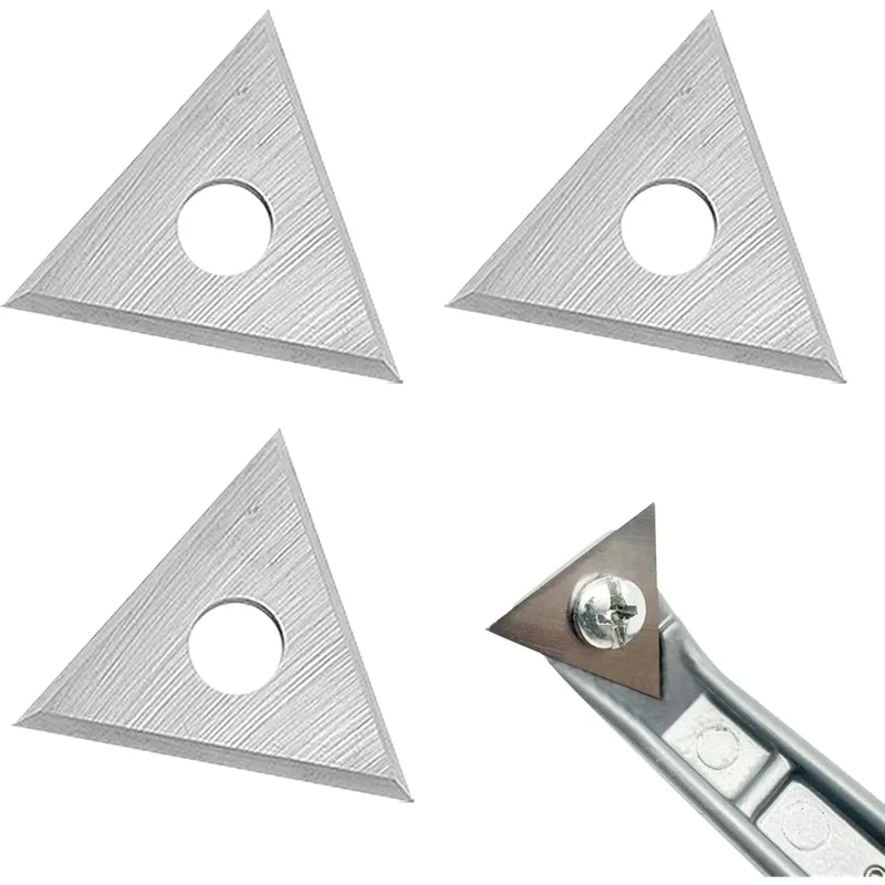 AT19-Paint Scraper 1Inch Triangle 3Pcs Carbide Blades Double-Edged Reversible Replacement Blade