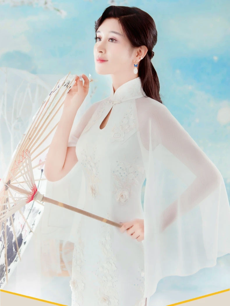 

Elegant Long Dress Sexy Fairy Atmosphere Fashionable Improved Version Spring Jiangnan High Slit Evening Gown