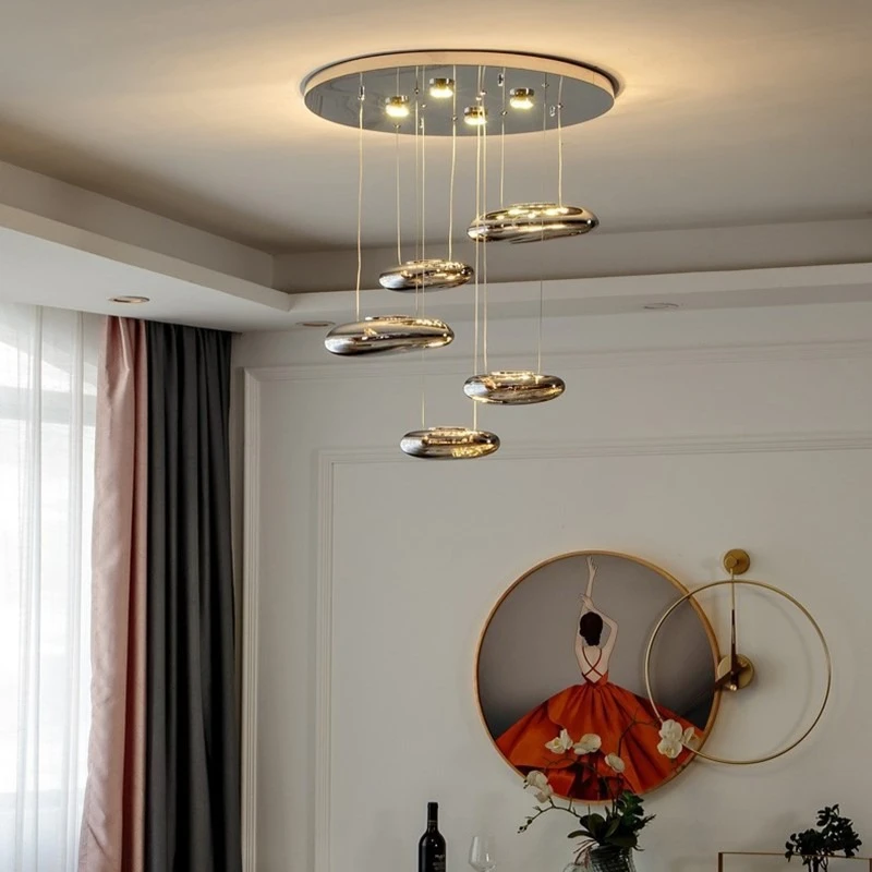 

SANDYHA Nordic Restaurant Pendant Lights Droplet Design Glass Ceiling Chandelier Living Room Decoration Indoor Lighting Fixtures