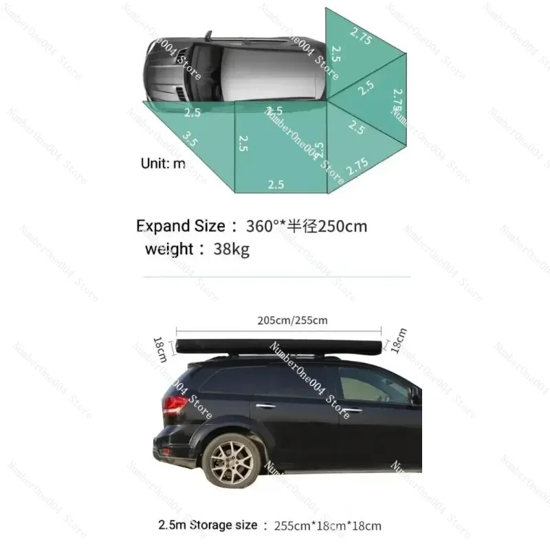 

LED Awning Car Side Awning with Sides Wall Car 270 Awning 4x4 Walls Free Standing for Adventure for Caravan,Camper Accessories
