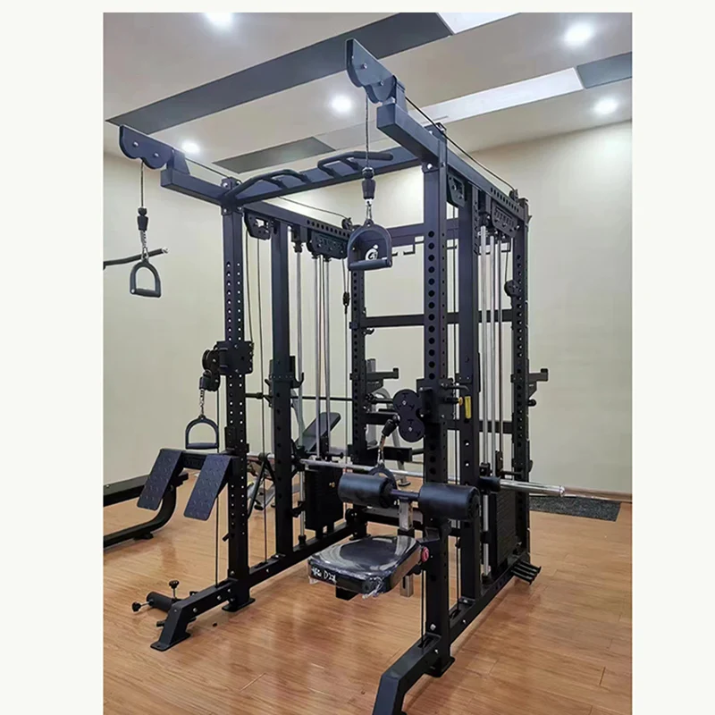 Gym Fitness Equipment Cable Crossover Comb Trainer Power Squat Rack Commercial Multi Functional 3d Folding Smith Machine