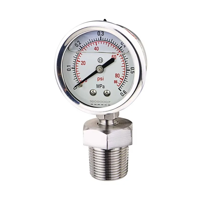 Pressure Gauge-SS304 Stainless Steel Membrane Gauge Manometer 3/4in. NPT Male Threaded Daiphragm