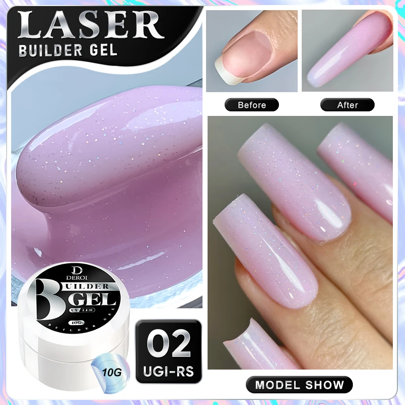 DEROI 10ml Laser Glitter Extension Construction Hard Gel Varnish Wzmacniacz do budowy UV Poly Nail Gel Polish Manicure