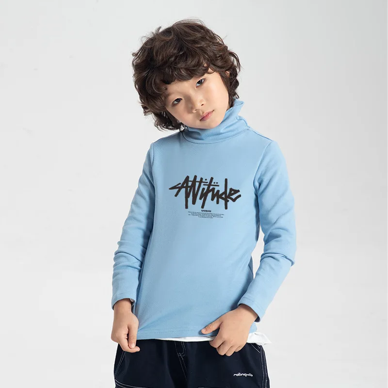 

Autumn Winter Children Kids Boys Girls T-shirts Tops Turtleneck Solid Long Sleeve Warm Fleece Bottoming Shirts Tees for Kids
