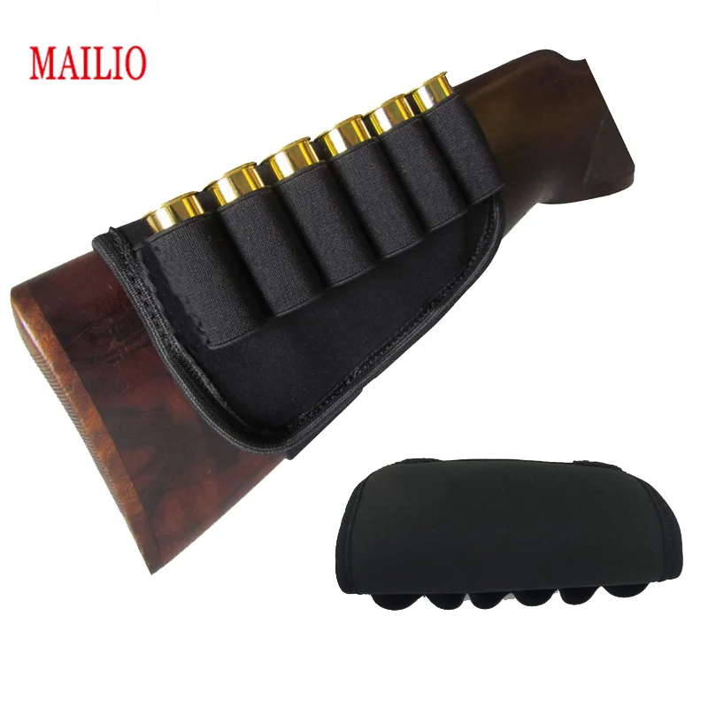 Thickening Prevent Slipping Elastic Buttstock 12 Gauge Ammo Case Pouch Holder Hunting Bags Holsters Gun Accessories Nylon Molle