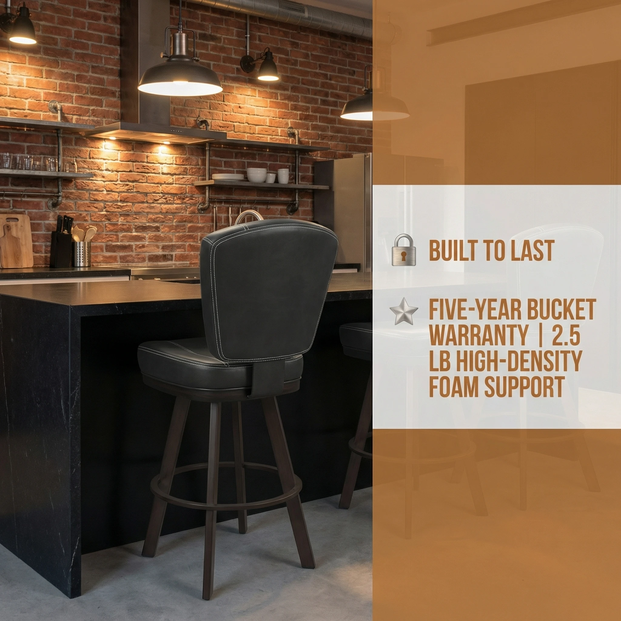 Modern Heavy Duty Industrial Leather Bar Stools Commercial Pub Chairs Fully Welded Steel Frame Flex Back Support Hotel Chairs