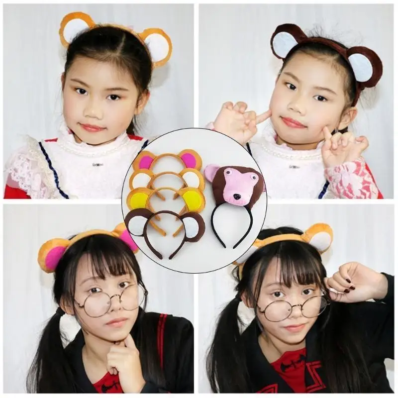 

652F Children Stage Hair Band Monkey Face Lovely Photo Props Stage Cartoon Props for Stage Plays Performing