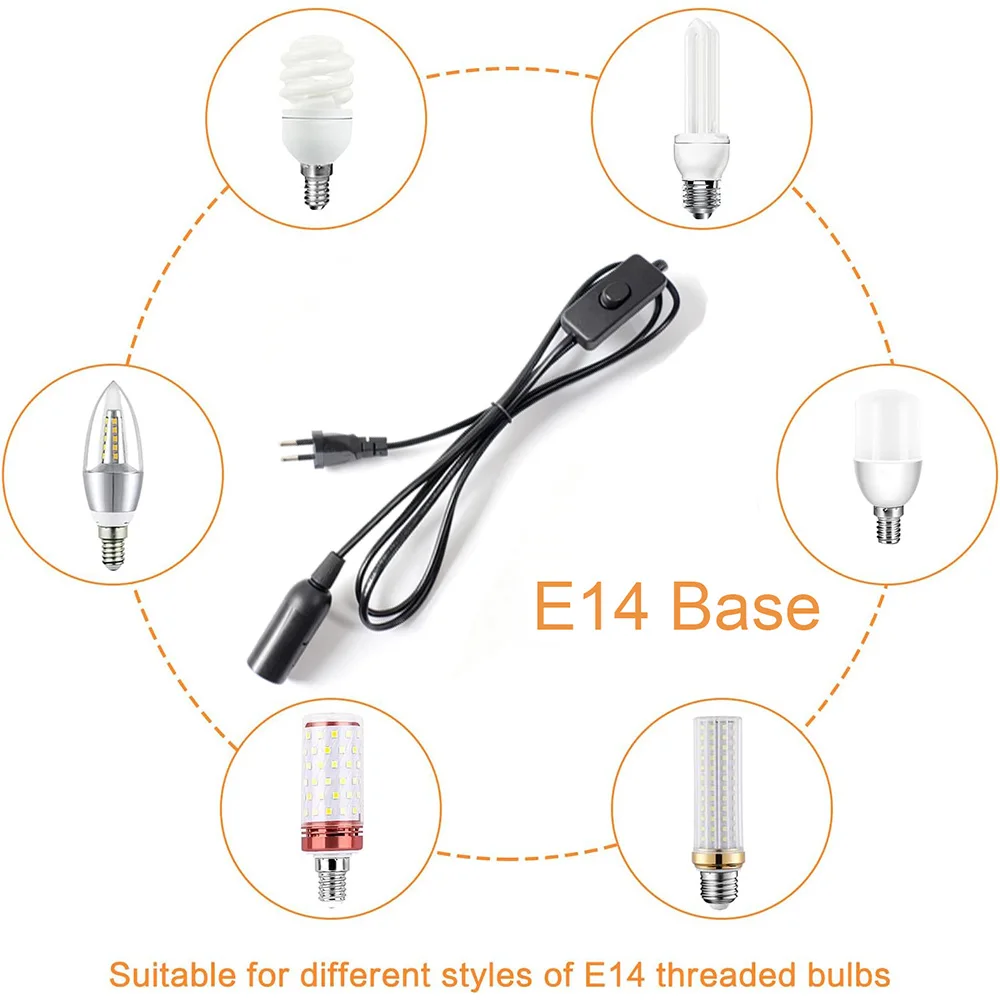 E14 Base Power Cable With Switch 1.8m Electric Wire EU Plug Extension Cord For Pendant Light Fixture Hanglamp Suspension Sockets
