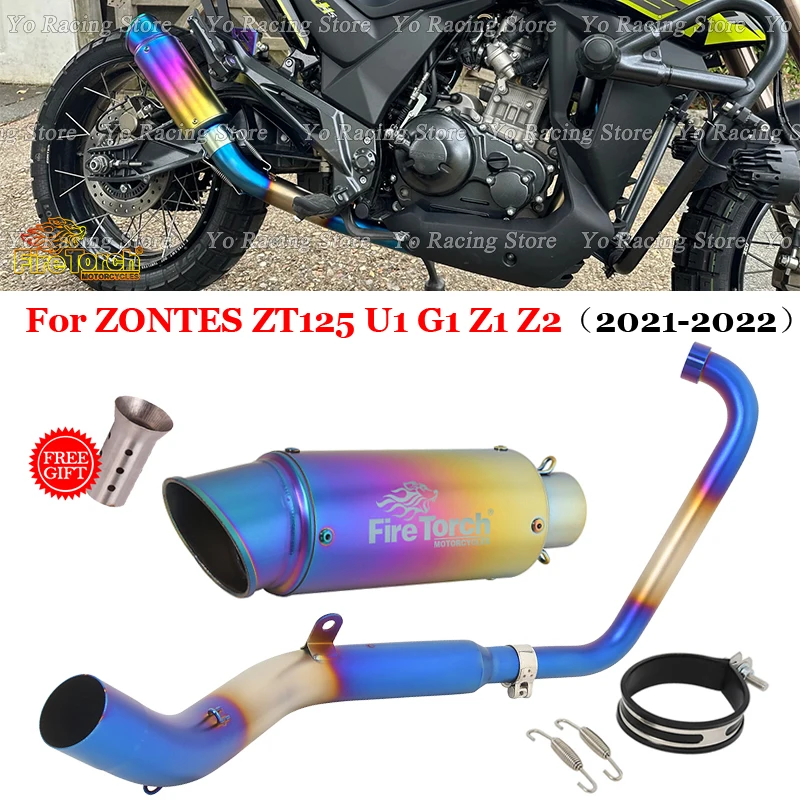 

Slip On For ZONTES ZT125 ZT 125 U1 G1 Z1 Z2 2021 2022 Motorcycle Exhaust System Escape Front Link Pipe Connecting 51mm Muffler