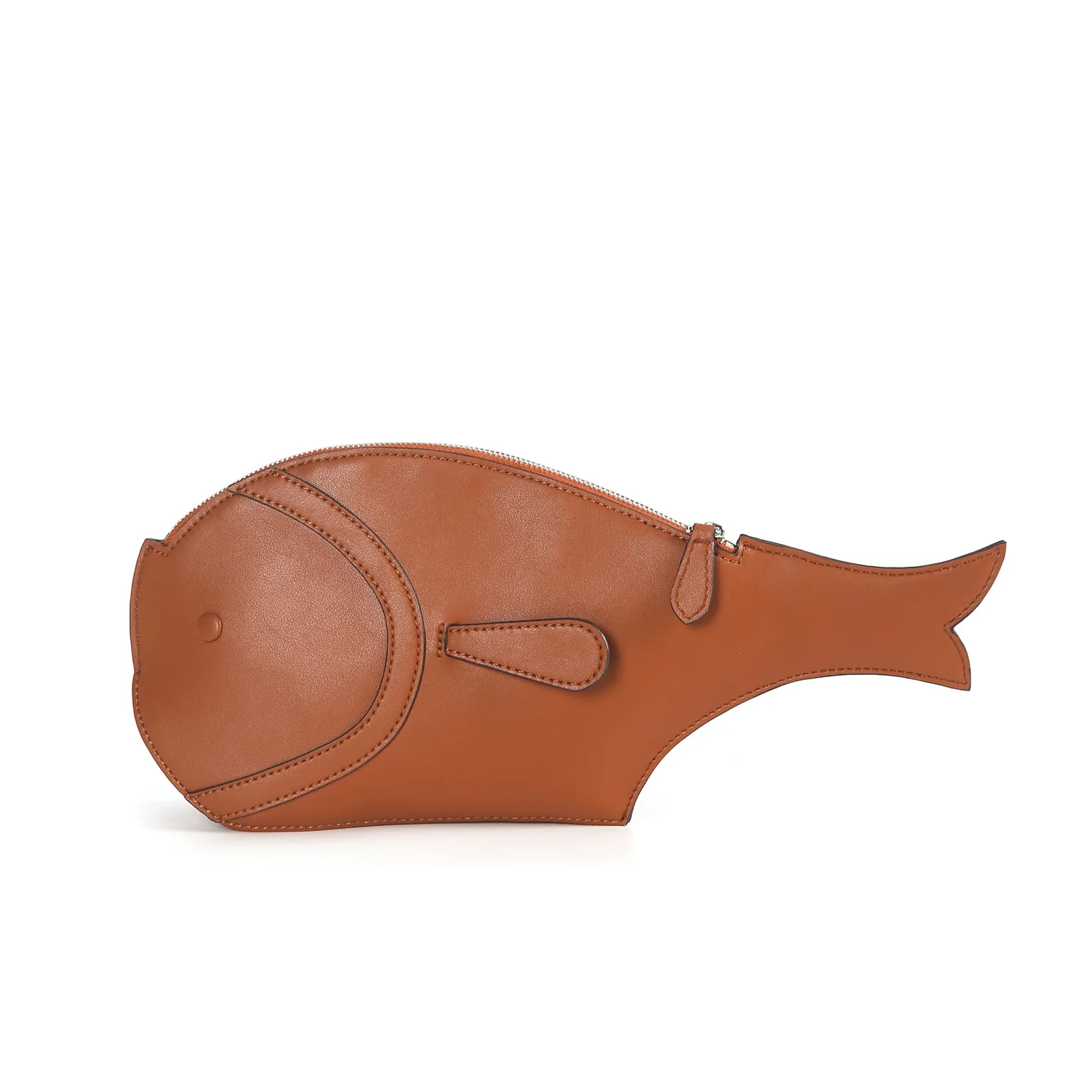 FIRMRANCH Personalized Cute Fish shaped Female Handbag High Quality Smooth Cowhide Handmade Storage Purse Makeup Pouch Phone Bag