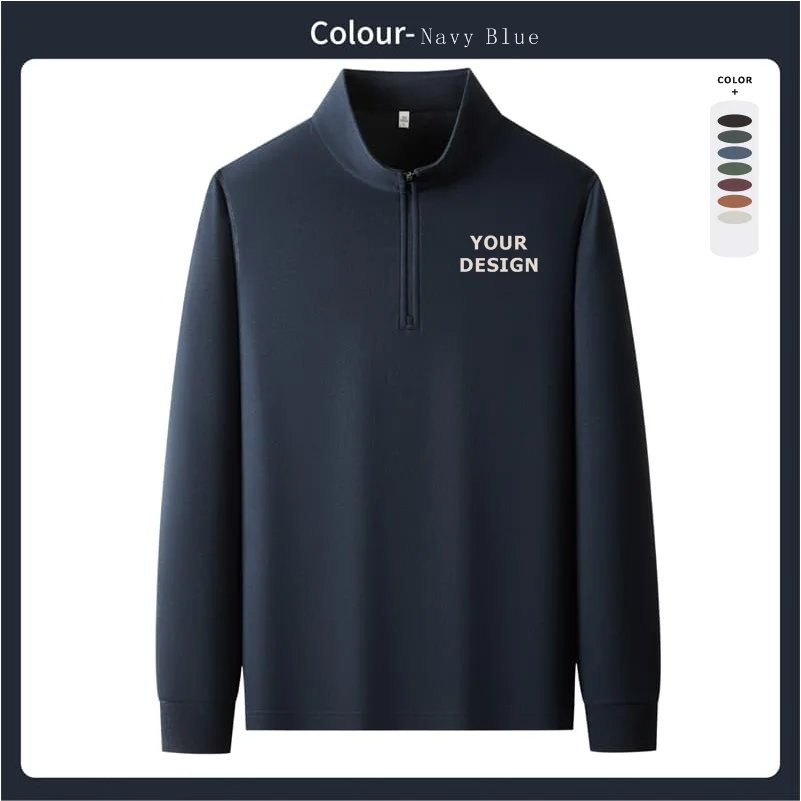 

Men's Half-zip Long Sleeve Sport Lightweight Mock Neck Pullover Casual Turtleneck Cozy Outdoor Streetwear Customizable Images