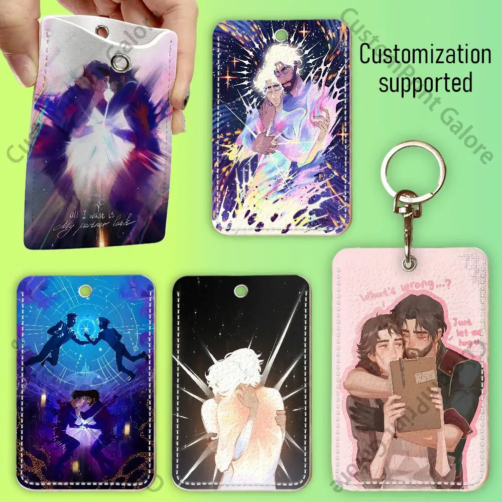 J-Jayvik Rectangle Card Case Keychain Access Card Bag Key Tag Ring Leather Card Holder Key Ring Access