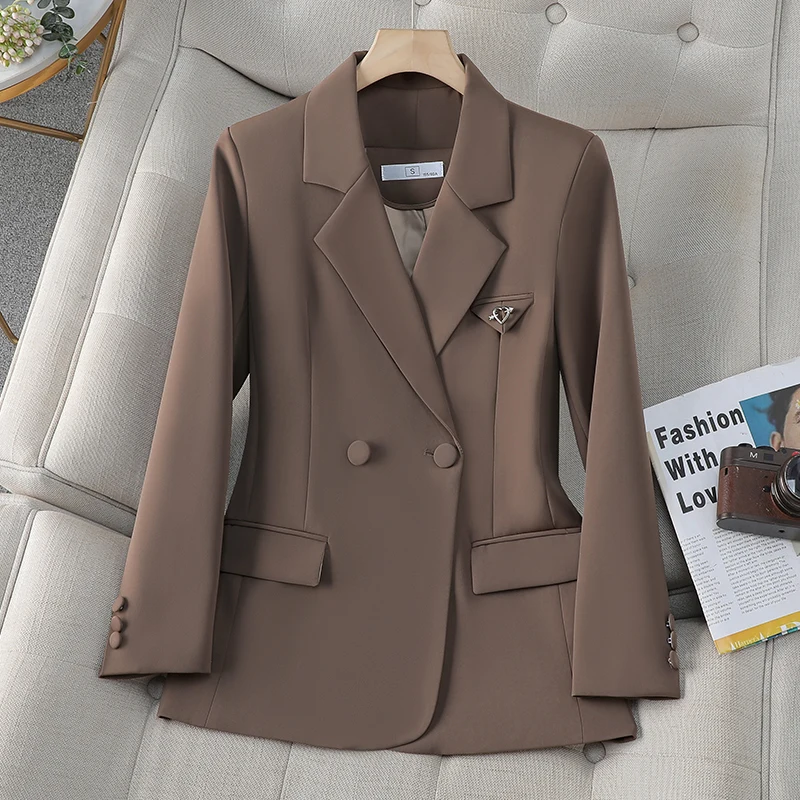 NAVIU Beige Blazer Women New Fashion Casual Temperament Professional Loose High End Jacket Office Lady Work Coat Tops