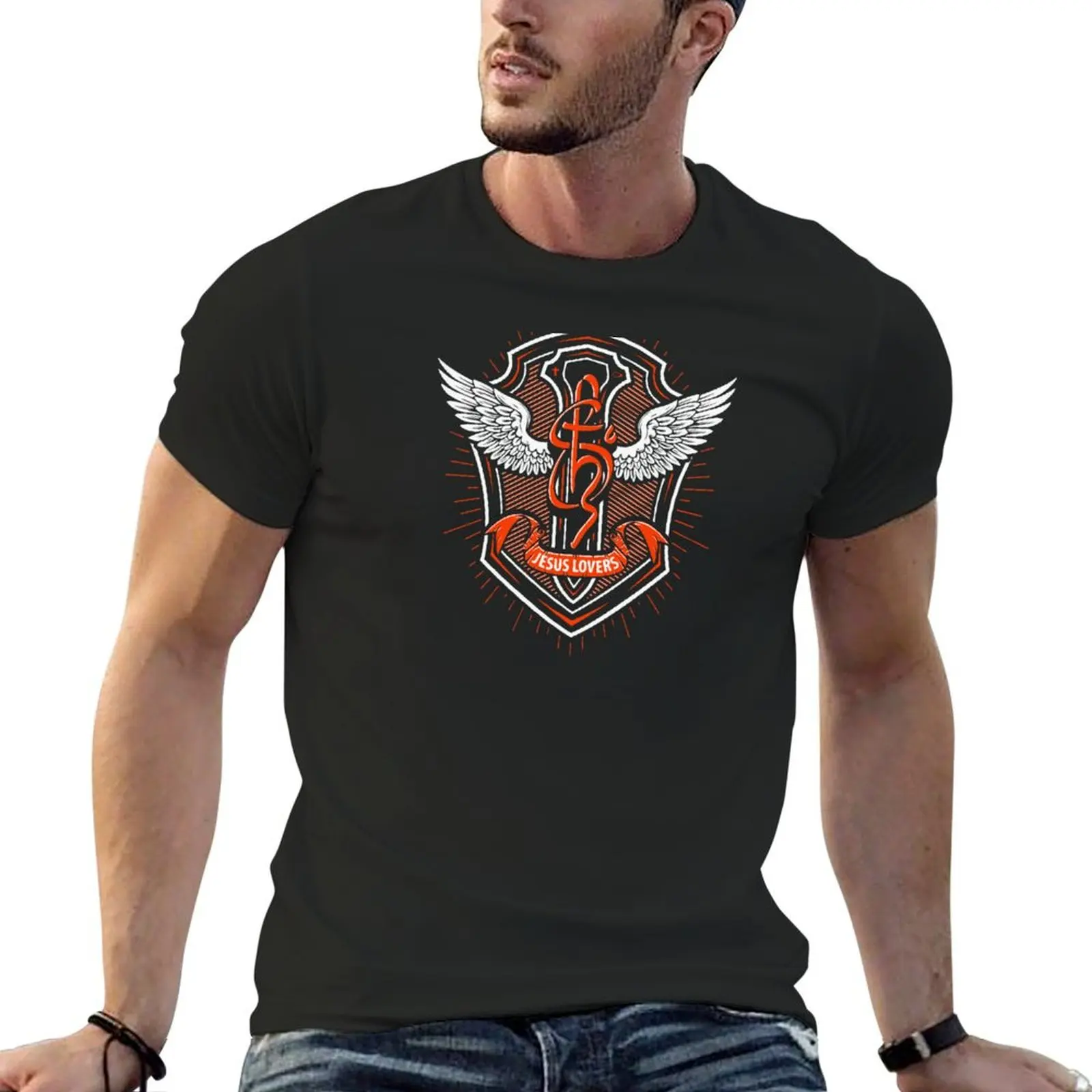 Shyju Mathew Jesus lovers Eagle Design T-Shirt plus size clothes graphics plain t shirts men