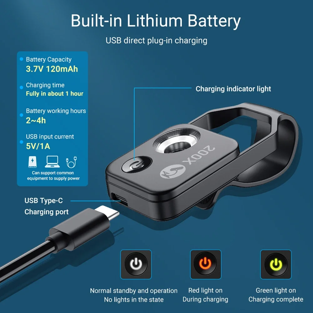 200X Mobile Phone Microscope With CPL LED Light Micro Lenses Zoom Magnification Universal Can Move Electronic Len Magnifier USB