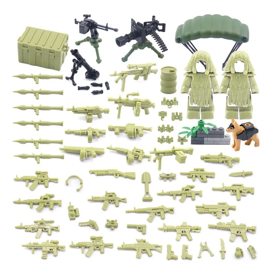 Special Military 6pcs Soldier Figures Style Weapon Sets Weapon Pack Accessories Swat Team Army Equipment Building Block Kits Toy