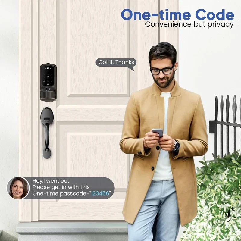 004 High Security Fingerprint Deadbolt Lock Tuya Electric Digital Password Keyless WiFi Smart Door Lock With Camera