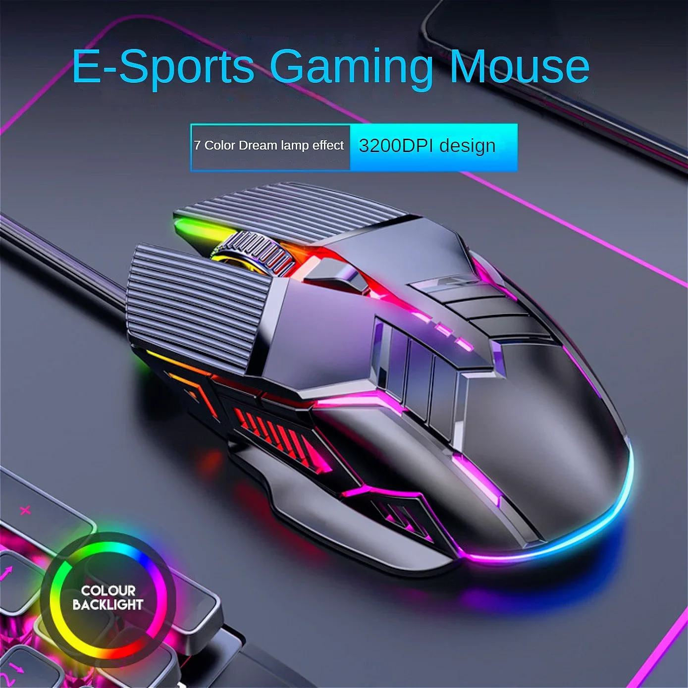 

Professional USB Wired Gaming Mouse 6 Button 3200DPI LED Optical Computer Mouse Game Mice Silent Mouse Mause For PC laptop Gamer