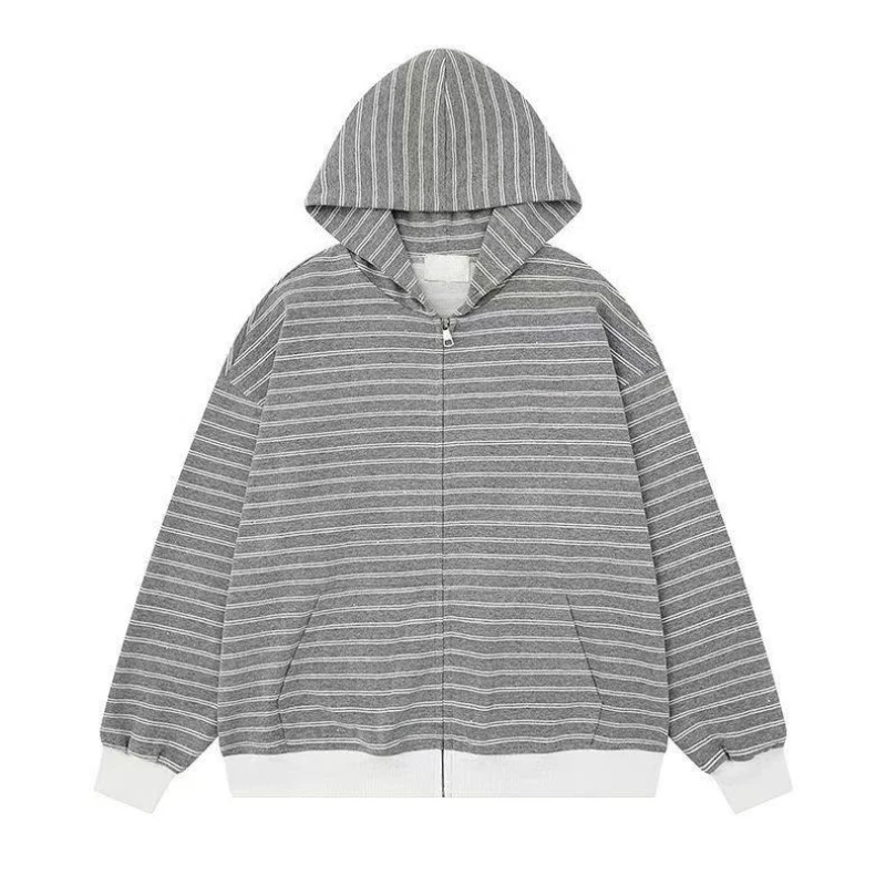 Women Japanese Alt Aesthetic Hooded Cardigan American Retro Street Jacket Trendy Autumn Y2k Vintage Casual Sweatshirt Tops
