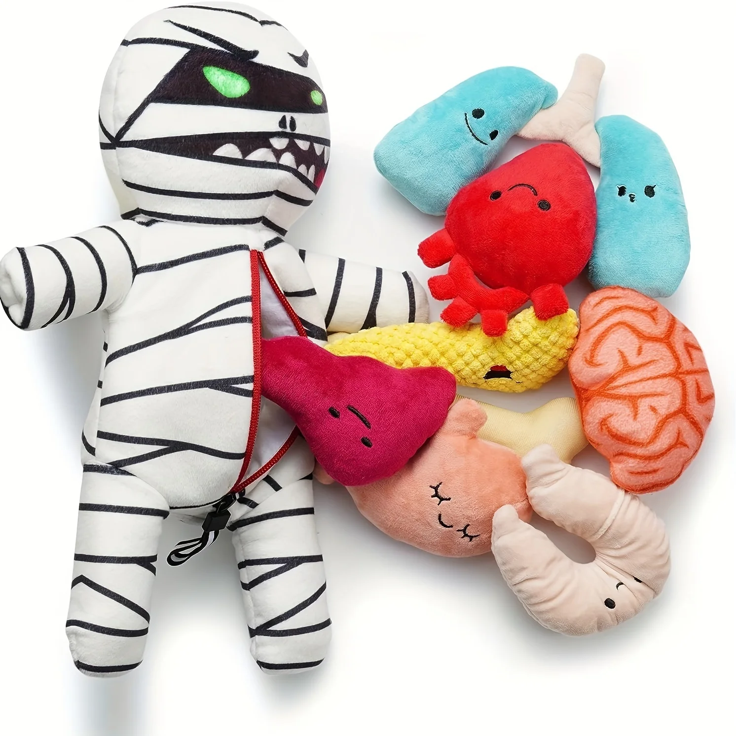 Nocciola 9-In-1 Zombie Organ Design Fun Squeezing Chewing Toy, Suitable Puppies, Small And Medium Sized Dogs, Plush Puzzle Toy