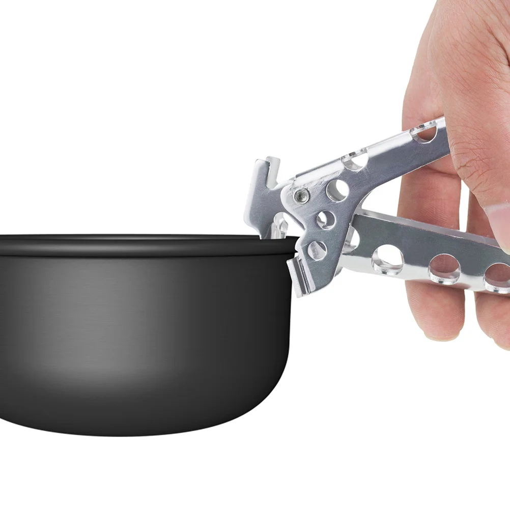 

Anti-Scald Pot Clamp Silver Metal Pan Holder Gripper For Camping Outdoor Cooking Cookware Lifter Tool Kitchen Bar Accessories