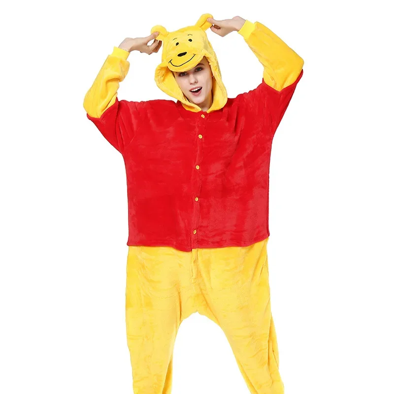 Winnie the Pooh Bear Kigurumi Onesies Cosplay Costume Adult Children Kids Pajamas Jumpsuit Party Winter Cartoon Sleepwear Pijama