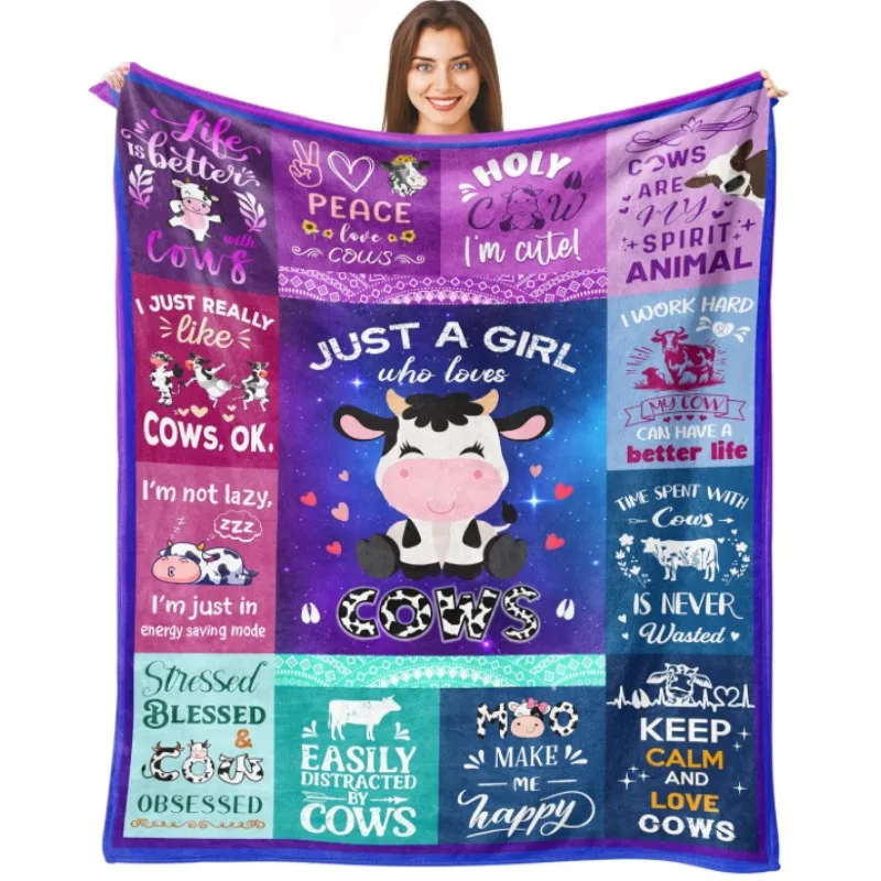 

Подарочное одеяло в виде коровы, подходит для женщин, девочек и детей, декоративное одеяло в подарок на день рождения для любителей коровы