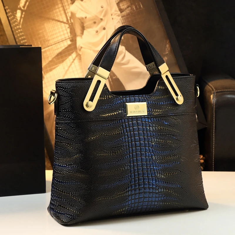 Leather Crocodile Tote Bag Women Handbags 2024 New Light Luxury Mother Bag Large Capacity Shoulder Messenger Bags