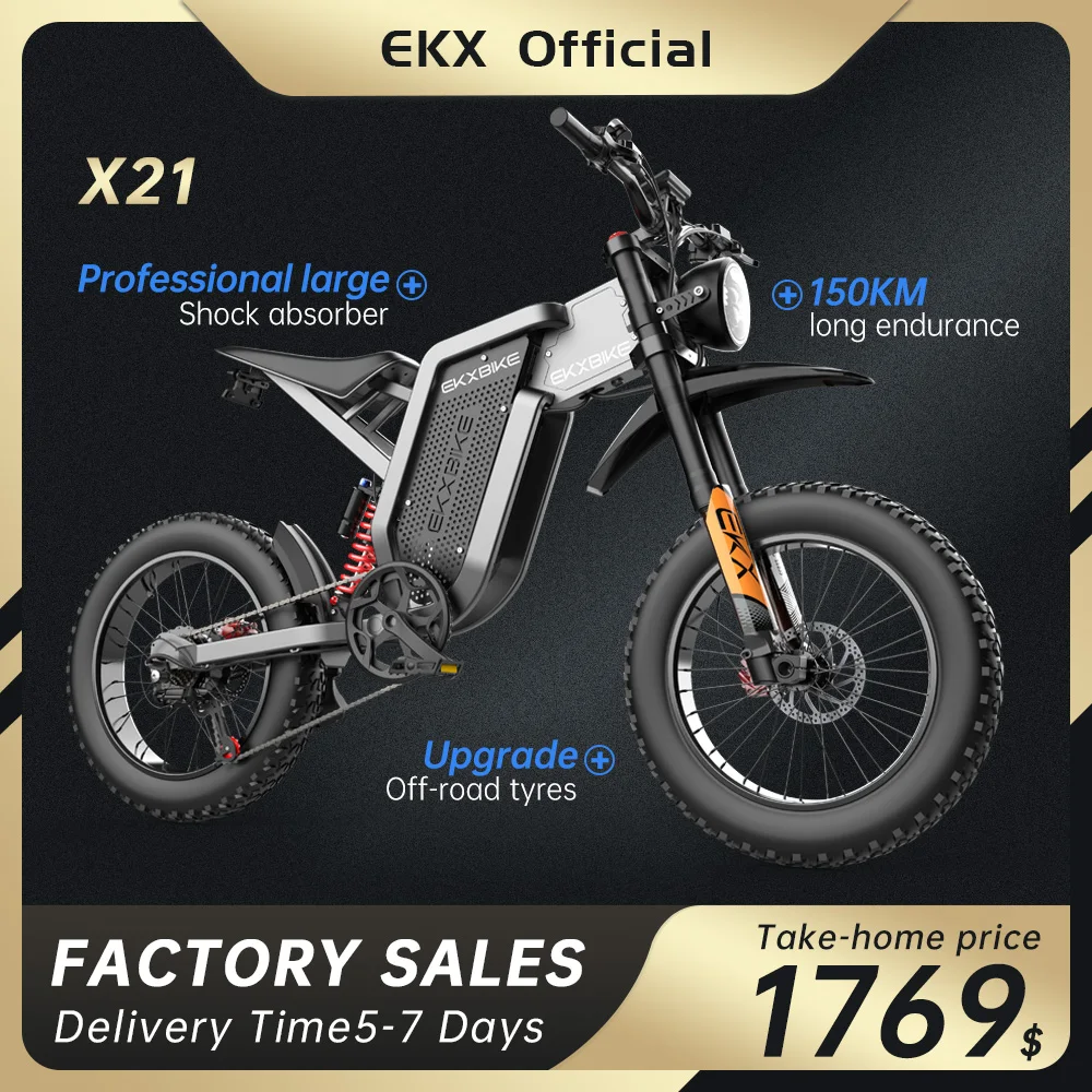 EKX-X21 Electric Bike for Men, Lithium Battery, Cross-Country Mountain Bicycle, 20 