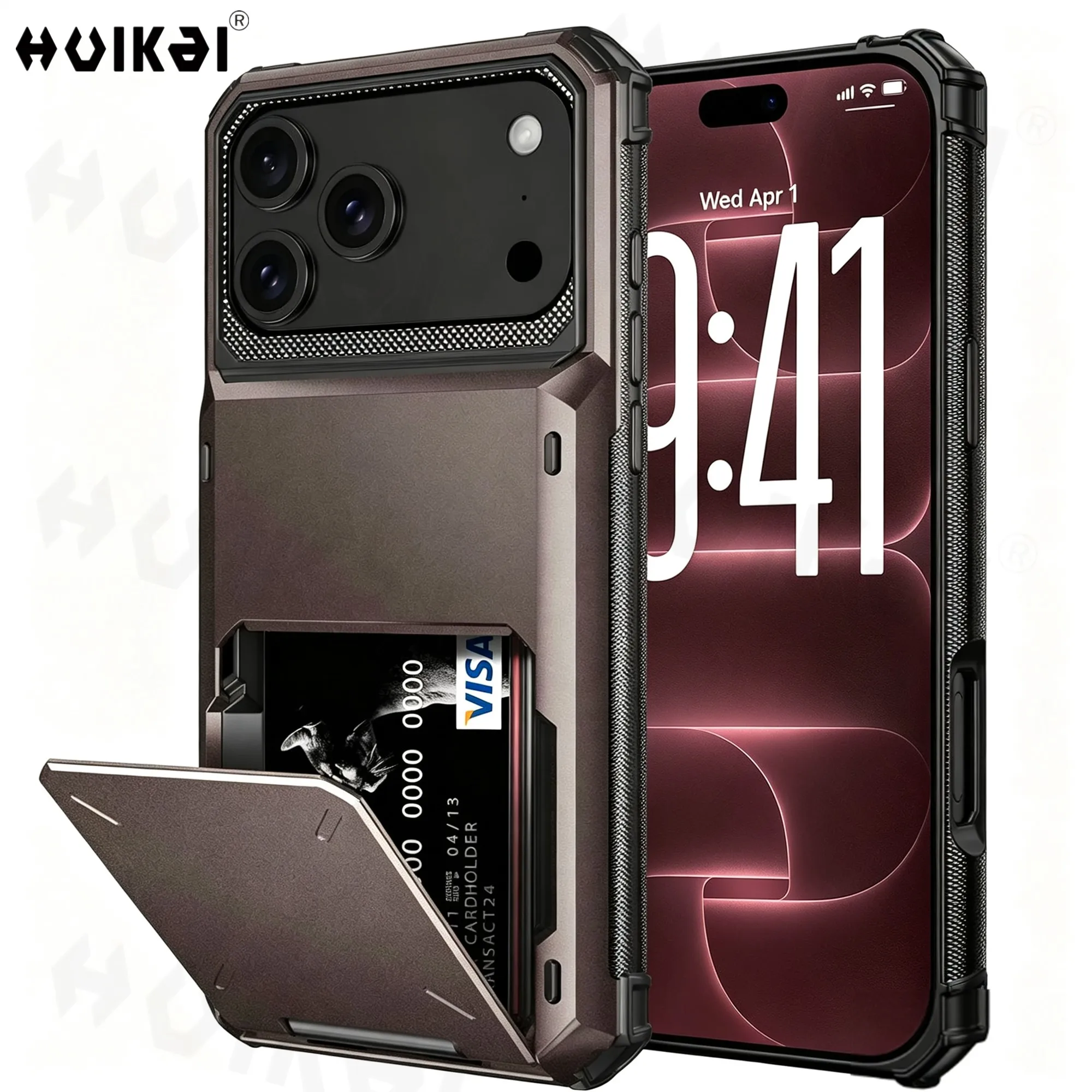 Kartenhalter-Hülle für iPhone 18 Pro Max 17e 17 Pro Max 16 15 14 13 Robuste Brieftasche Versteckter Klappschlitz Schützende Hartschale