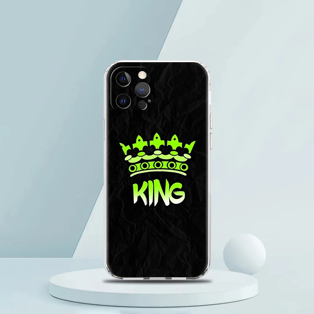 Crown King And Queen Transparent Silicone Phone Case For iPhone 15 14 13 12 11 Pro Max X XR 8 7 Plus SE 2020 XS Max Shell Capas