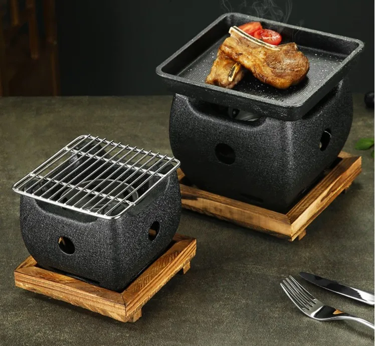 Mini charcoal barbecue grill table BBQ grills household Commercial hotel kebab stove heating stove Small fire basin Boiled coffe