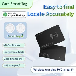 3 Pieces Keys Finder 1 Wireless Charging PVC Aircard 2 Round IOS Find My Tag For Suitcase Backpack Bags Wallet Locator