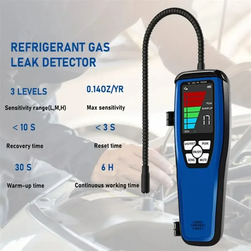 Heated Diode Refrigerant Leak Detector Car Air Conditioning Refrigeration System Gas Detector Handheld Infrared Leak Tester