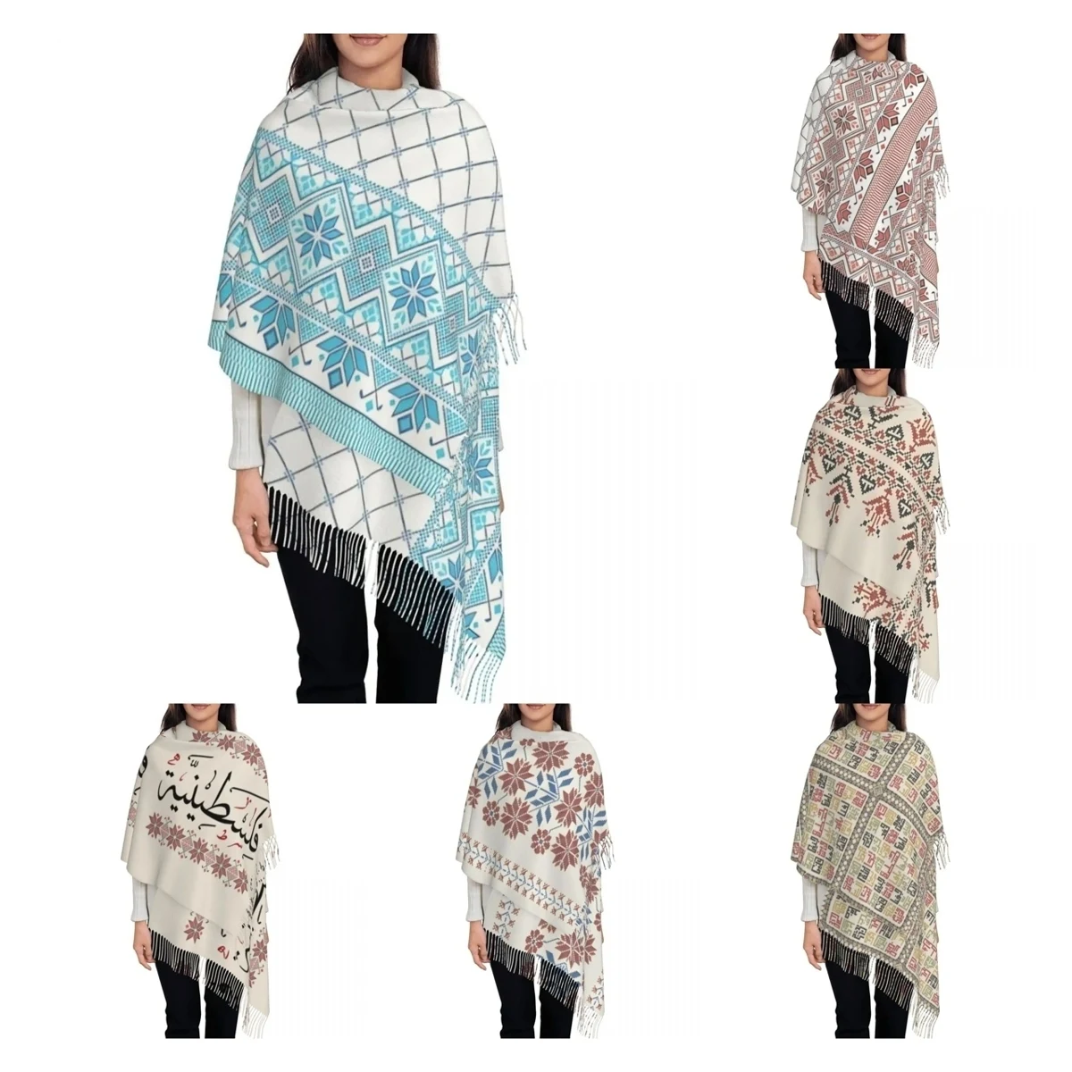 

Arabic Kufiya Keffiyeh Palestinian Scarf for Women Warm Winter Pashmina Shawls and Wrap Long Large Shawl Scarf for Ladies