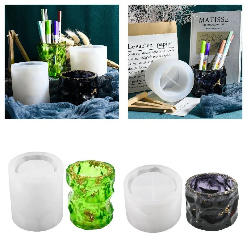 

DIY Irregular Cylinder Pen Holder Drop Glue Mold Silicone Mold Aromatherapy Candle Cup Home Decoration