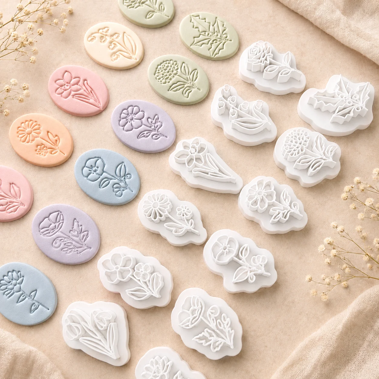 1 Stück Schmuckherstellungs-Set Blumen-Prägeformen Weiche Keramik Polymer-Ton-Schneider Rosen-Karneol-Ohrringe Ornamente Tonform – Detail 2